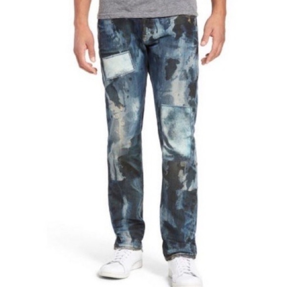 PRPS men’s distressed button fly straight leg denim jeans 32